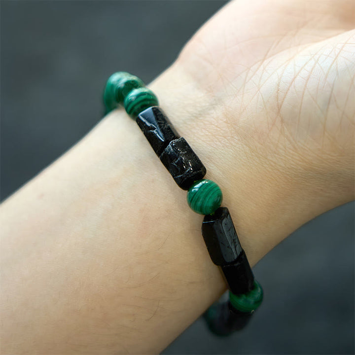 Bracciale Buddha Stones Malachite Tormalina Nera Purezza