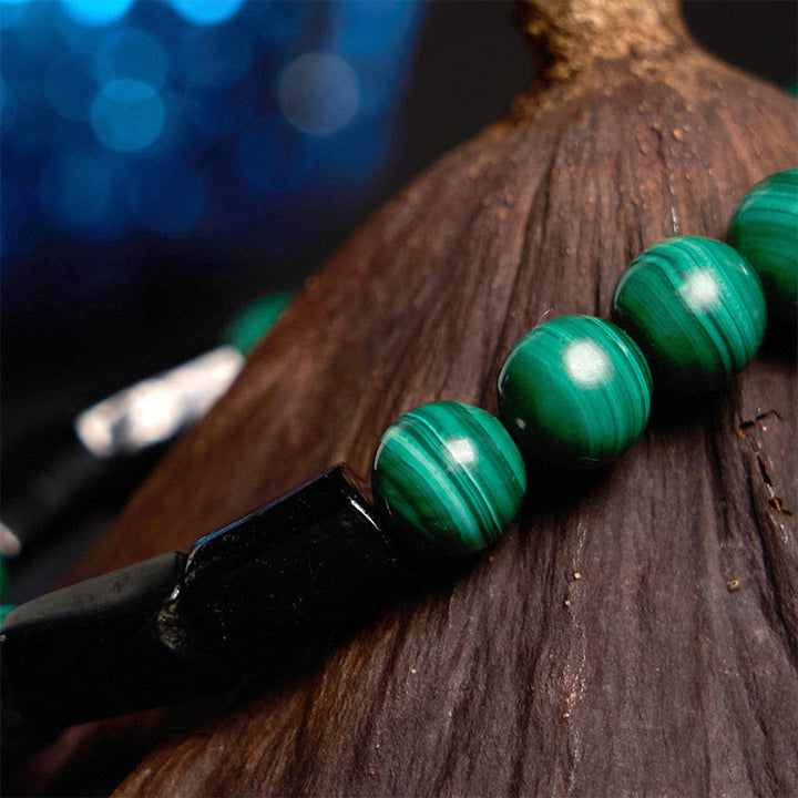 Bracciale Buddha Stones Malachite Tormalina Nera Purezza