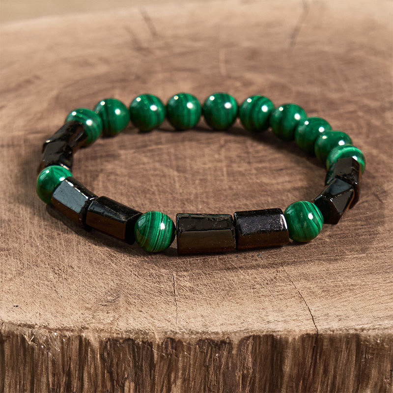 Bracciale Buddha Stones Malachite Tormalina Nera Purezza