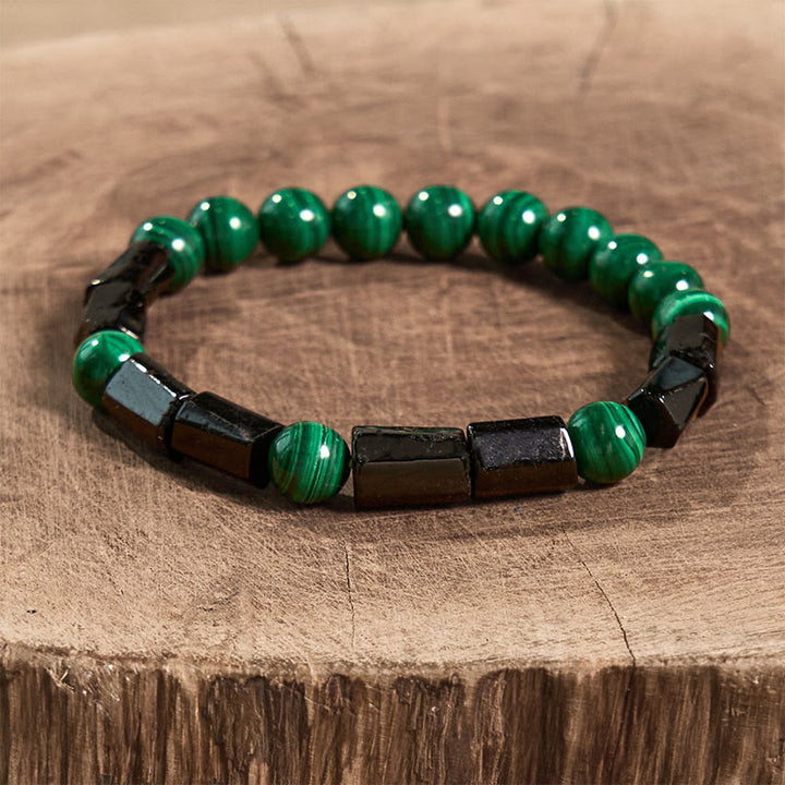 Bracciale Buddha Stones Malachite Tormalina Nera Purezza