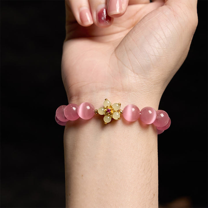 Braccialetto Buddha Stones Cat's Eye Chrysoberyl Flower Love - image 24
