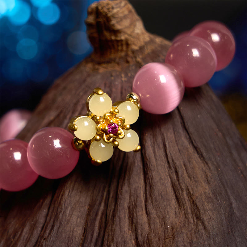 Braccialetto Buddha Stones Cat's Eye Chrysoberyl Flower Love - image 21