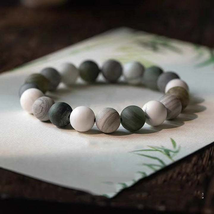 Braccialetto di benedizione in Buddha Stones, turchese bianco, diaspro Picasso, calcite verde
