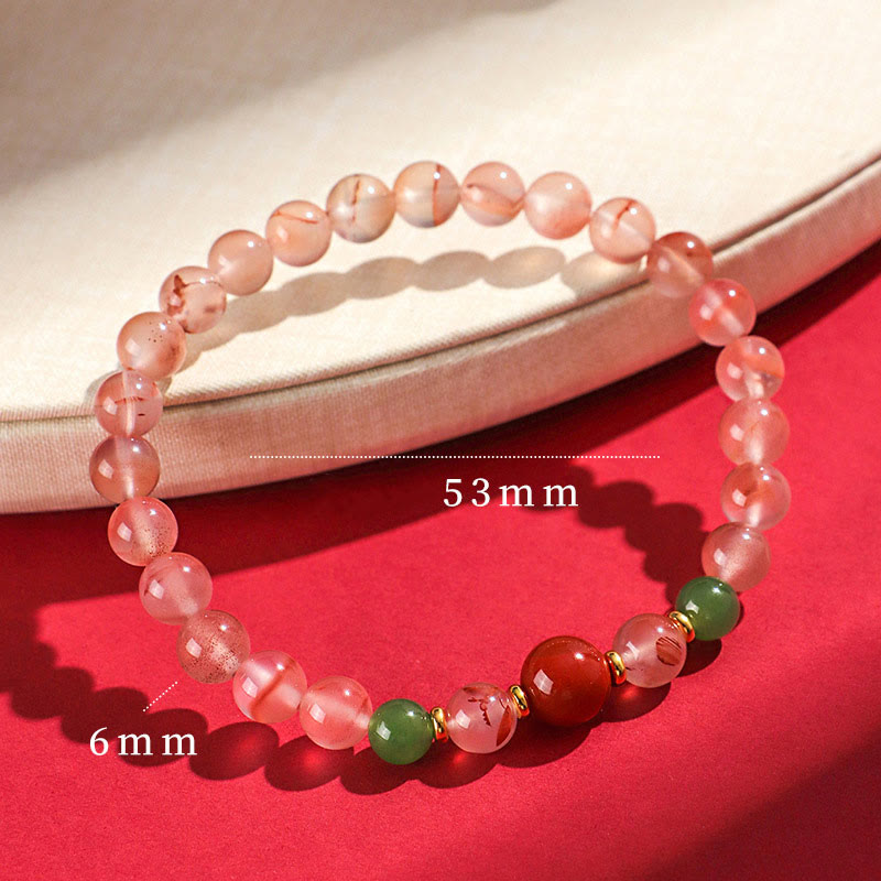 Braccialetto della fortuna Buddha Stones South Red Agate Butterfly Orchid Hetian Jade