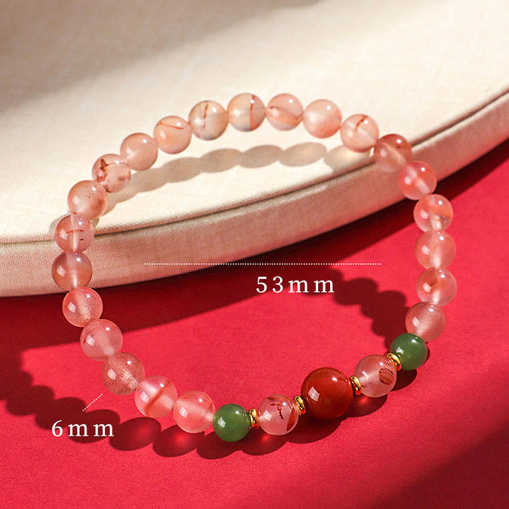 Braccialetto della fortuna Buddha Stones South Red Agate Butterfly Orchid Hetian Jade