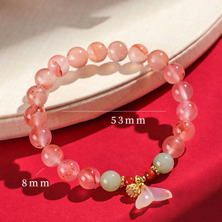 Braccialetto della fortuna Buddha Stones South Red Agate Butterfly Orchid Hetian Jade