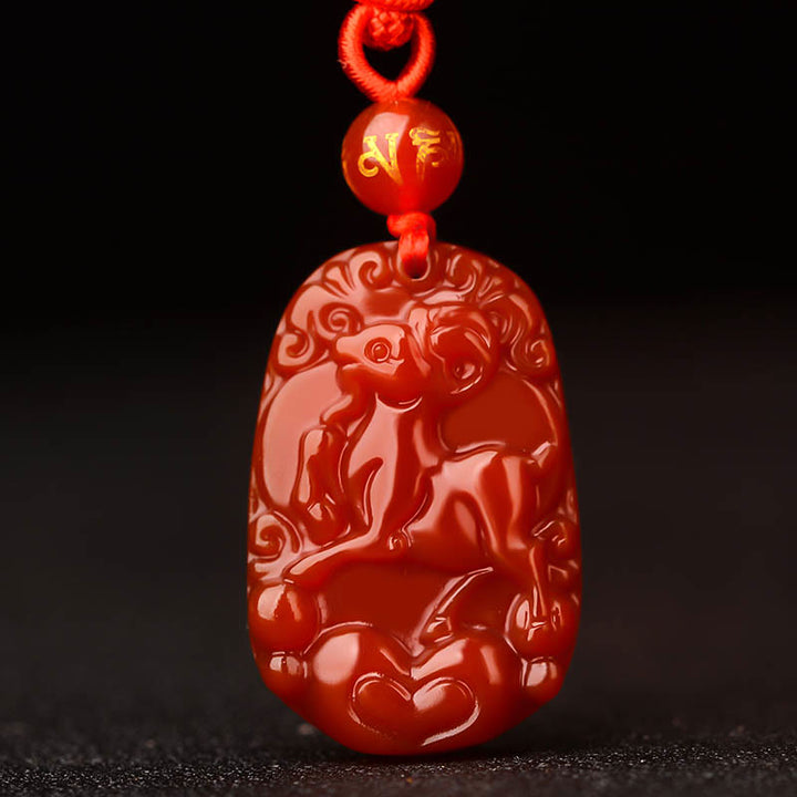 Collana con ciondolo portafortuna in agata rossa dello zodiaco cinese Buddha Stones - Capra - image 18