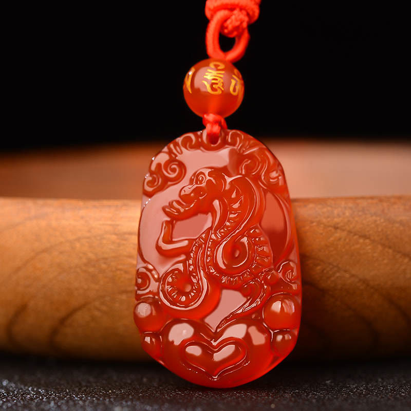 Collana con ciondolo portafortuna in agata rossa dello zodiaco cinese Buddha Stones - image 3