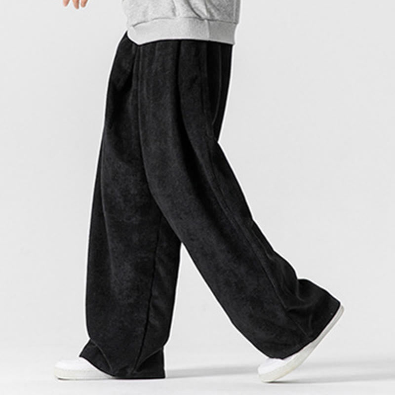 Pantaloni da uomo a gamba larga in velluto a coste tinta unita con motivo Buddha Stones e tasche - image 25