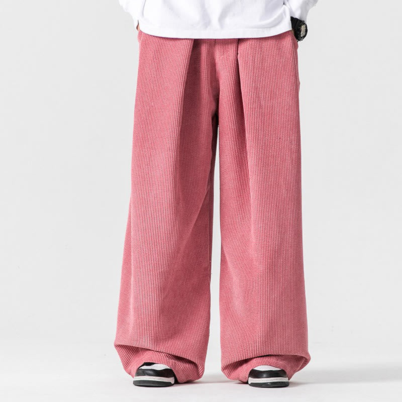 Pantaloni da uomo a gamba larga in velluto a coste tinta unita con motivo Buddha Stones e tasche - Rosa - US/UK/AU46, EU56 (5XL) - image 36