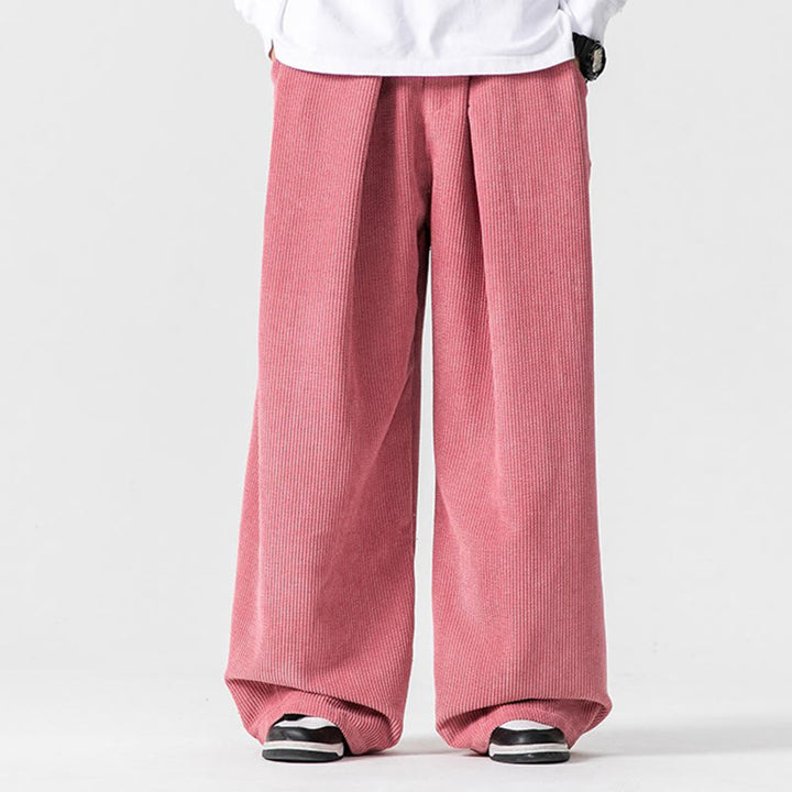 Pantaloni da uomo a gamba larga in velluto a coste tinta unita con motivo Buddha Stones e tasche - Rosa - US/UK/AU46, EU56 (5XL) - image 36