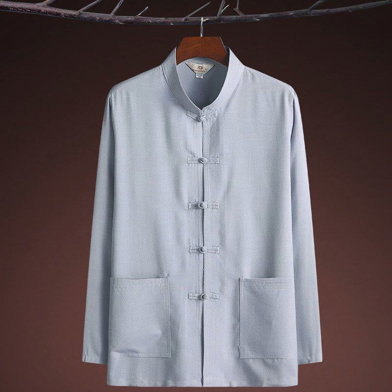 Set di 2 pezzi di tuta da uomo con bottoni a rana, camicia a maniche lunghe e pantaloni, in tinta unita, Buddha Stones - image 5