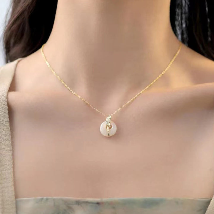 Collana con ciondolo portafortuna in argento sterling 925 con pietre Buddha Stones Hetian