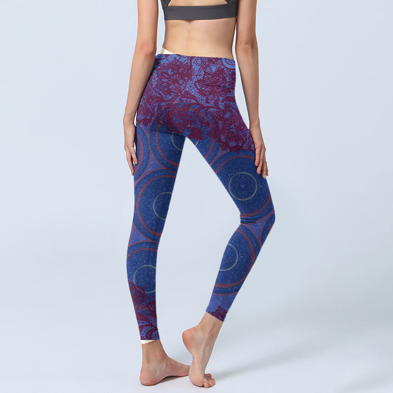 Leggings da palestra fitness con stampa mandala e bussola viola Buddha Stones , pantaloni da yoga da donna - image 4