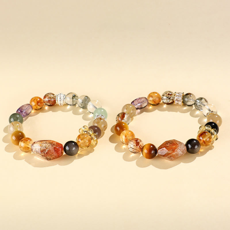 Braccialetto Buddha Stones Super Seven Crystal Topaz Obsidian Tiger Eye Positivity