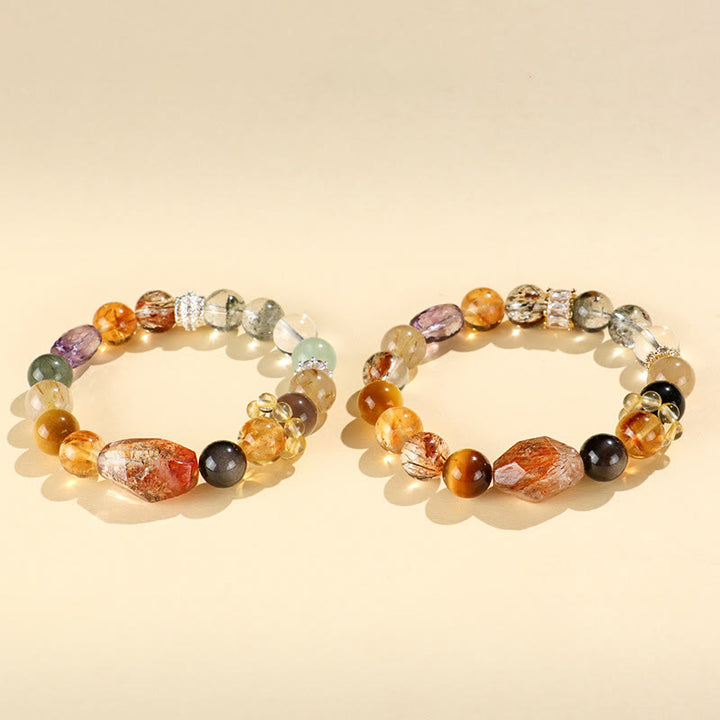 Braccialetto Buddha Stones Super Seven Crystal Topaz Obsidian Tiger Eye Positivity