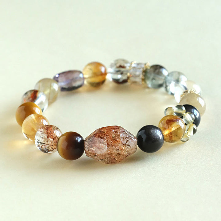 Braccialetto Buddha Stones Super Seven Crystal Topaz Obsidian Tiger Eye Positivity