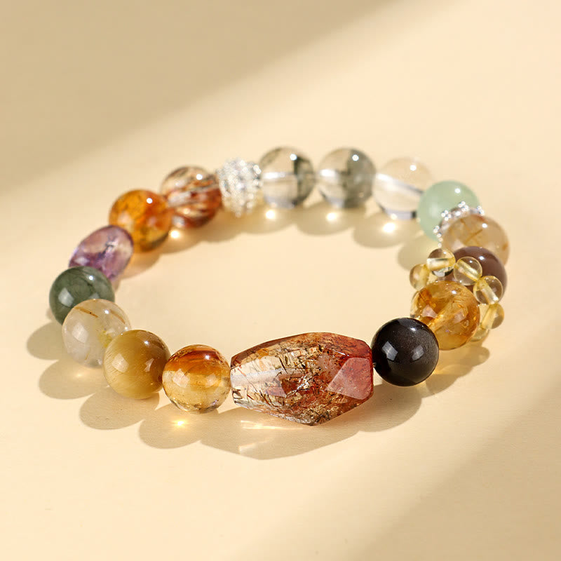 Braccialetto Buddha Stones Super Seven Crystal Topaz Obsidian Tiger Eye Positivity