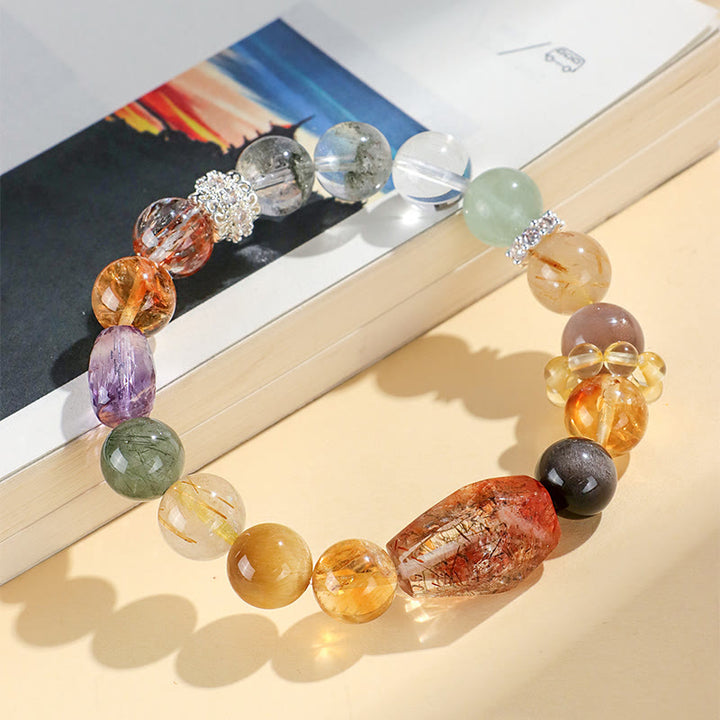 Braccialetto Buddha Stones Super Seven Crystal Topaz Obsidian Tiger Eye Positivity