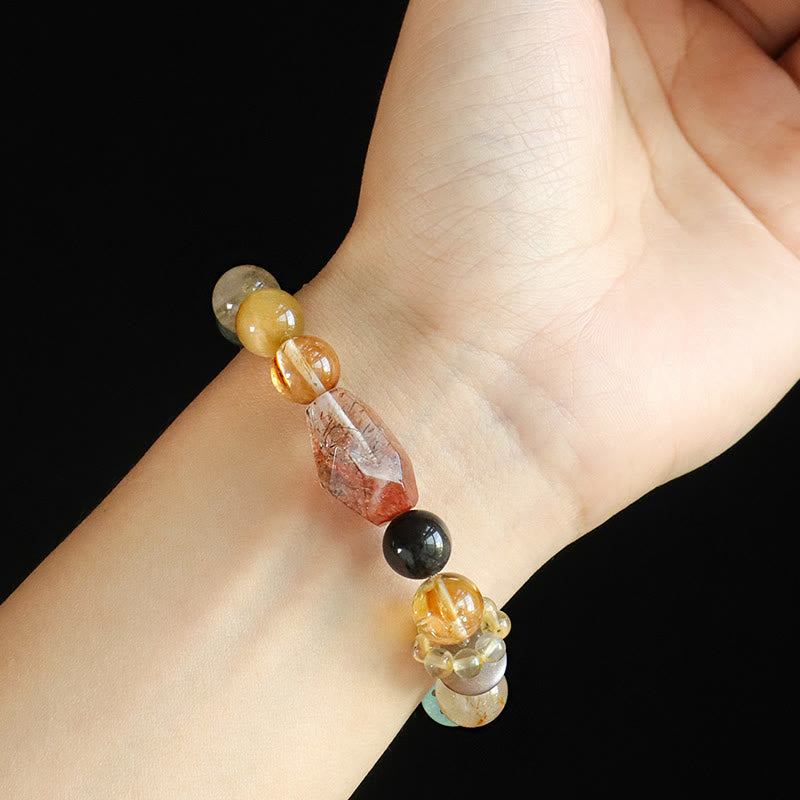 Braccialetto Buddha Stones Super Seven Crystal Topaz Obsidian Tiger Eye Positivity