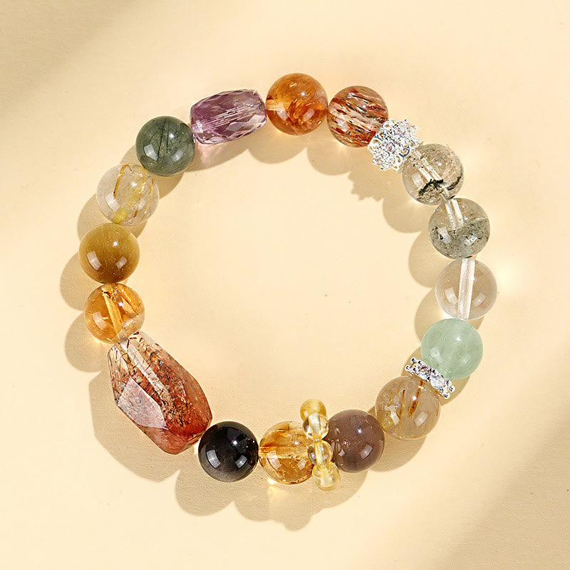 Braccialetto Buddha Stones Super Seven Crystal Topaz Obsidian Tiger Eye Positivity