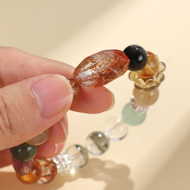 Braccialetto Buddha Stones Super Seven Crystal Topaz Obsidian Tiger Eye Positivity