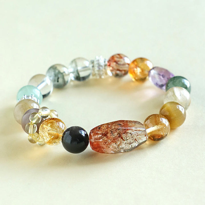 Braccialetto Buddha Stones Super Seven Crystal Topaz Obsidian Tiger Eye Positivity