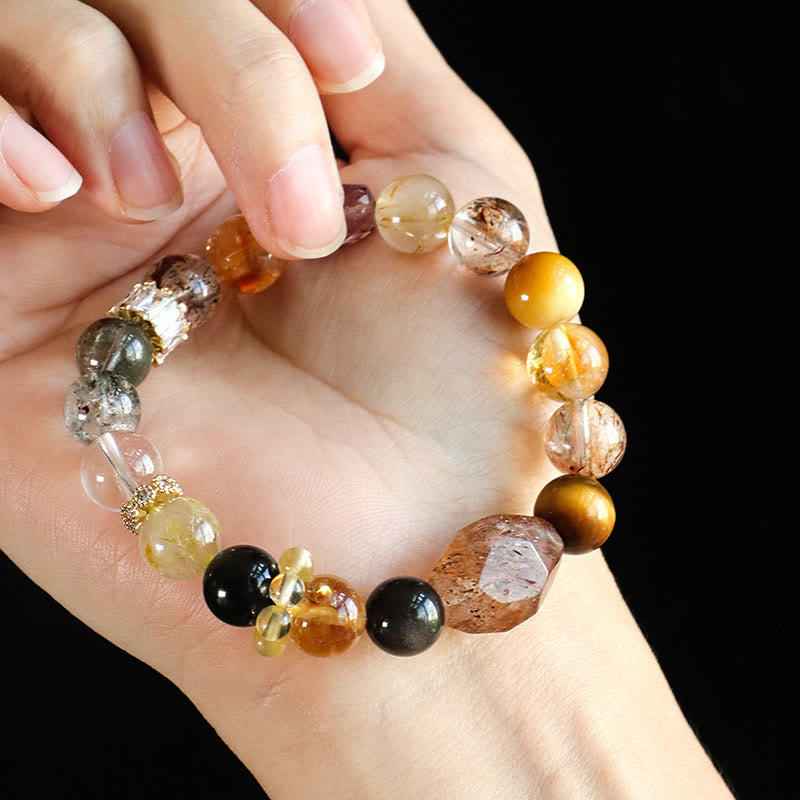 Braccialetto Buddha Stones Super Seven Crystal Topaz Obsidian Tiger Eye Positivity