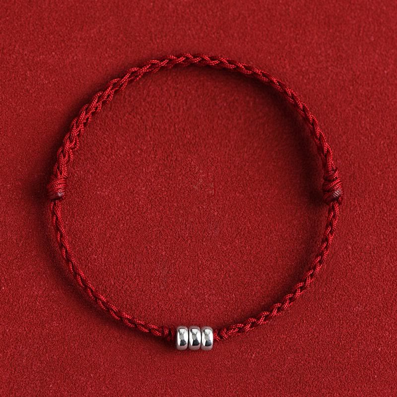 Buddha Stones 925 Sterling Silver Beads Protezione Fortuna Braccialetto Intrecciato Cavigliera - image 0