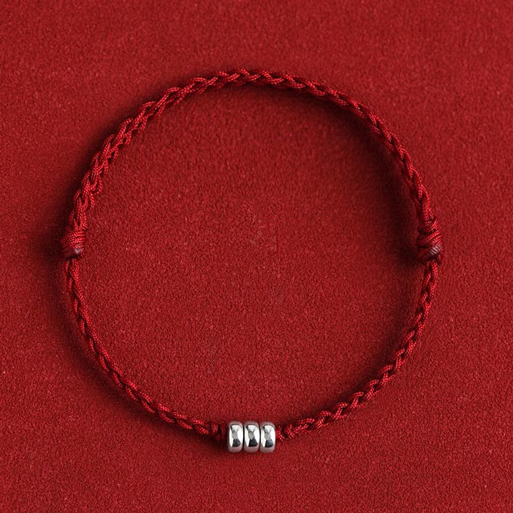 Buddha Stones 925 Sterling Silver Beads Protezione Fortuna Braccialetto Intrecciato Cavigliera - image 0