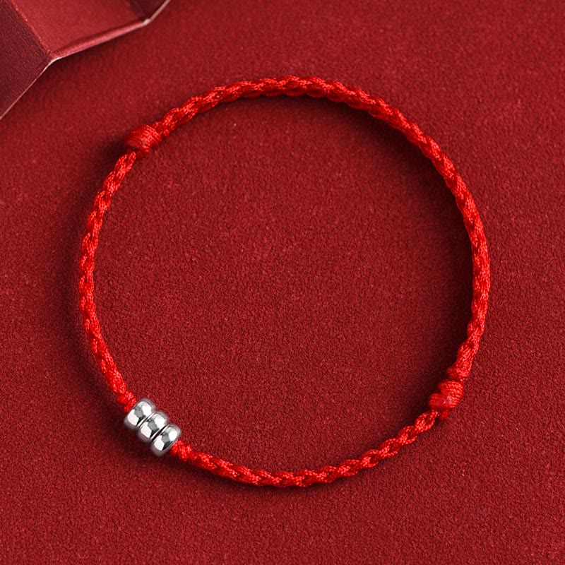 Buddha Stones 925 Sterling Silver Beads Protezione Fortuna Braccialetto Intrecciato Cavigliera - Corda rossa - Braccialetto (circonferenza del polso 15-20 cm) - image 8