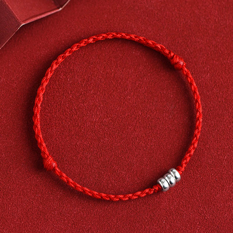 Buddha Stones 925 Sterling Silver Beads Protezione Fortuna Braccialetto Intrecciato Cavigliera - Corda rossa - Cavigliera (circonferenza 18-30 cm) - image 10