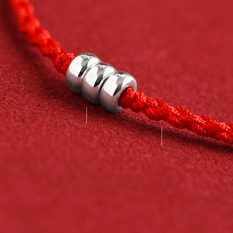Buddha Stones 925 Sterling Silver Beads Protezione Fortuna Braccialetto Intrecciato Cavigliera - image 13