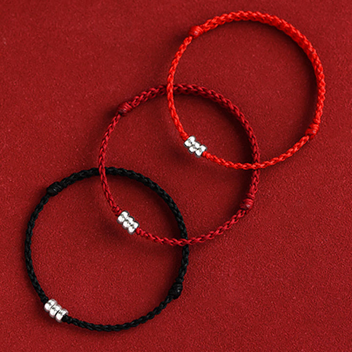 Buddha Stones 925 Sterling Silver Beads Protezione Fortuna Braccialetto Intrecciato Cavigliera - image 4