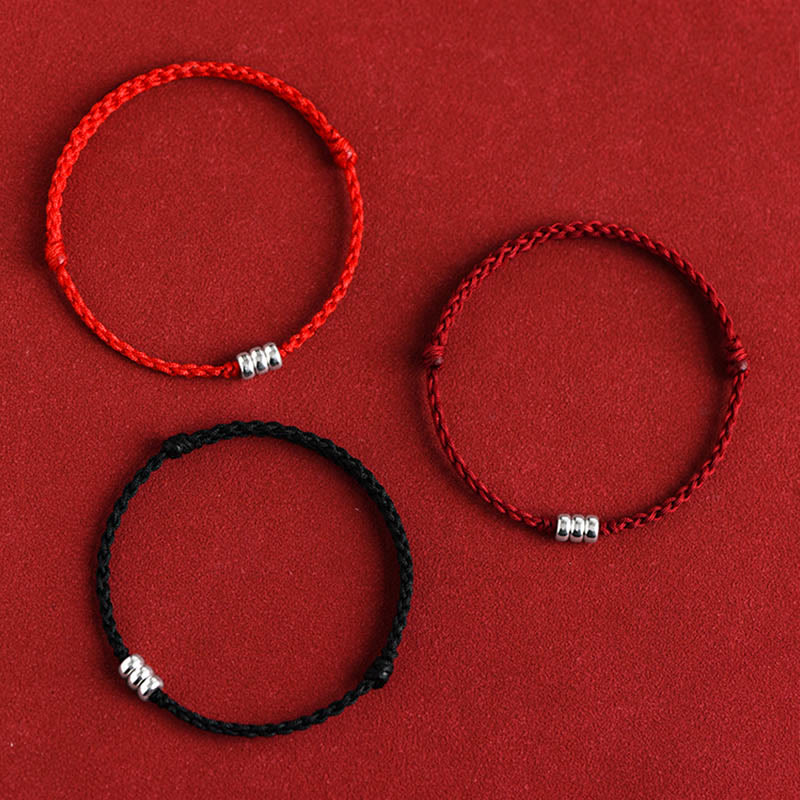 Buddha Stones 925 Sterling Silver Beads Protezione Fortuna Braccialetto Intrecciato Cavigliera - image 17