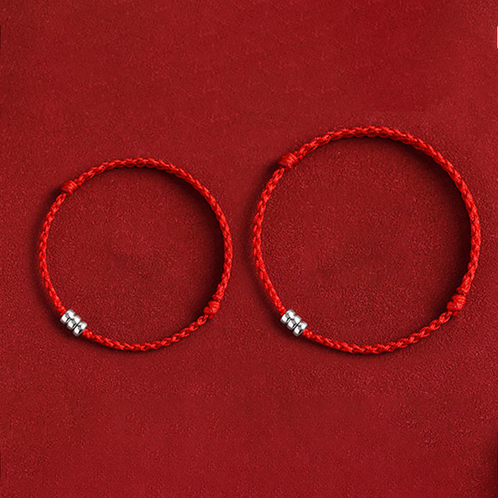 Buddha Stones 925 Sterling Silver Beads Protezione Fortuna Braccialetto Intrecciato Cavigliera - image 11
