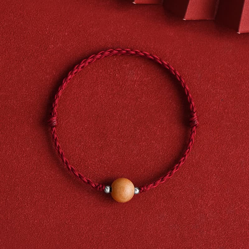 Braccialetto alla caviglia intrecciato con perline di legno di pesca naturale Buddha Stones