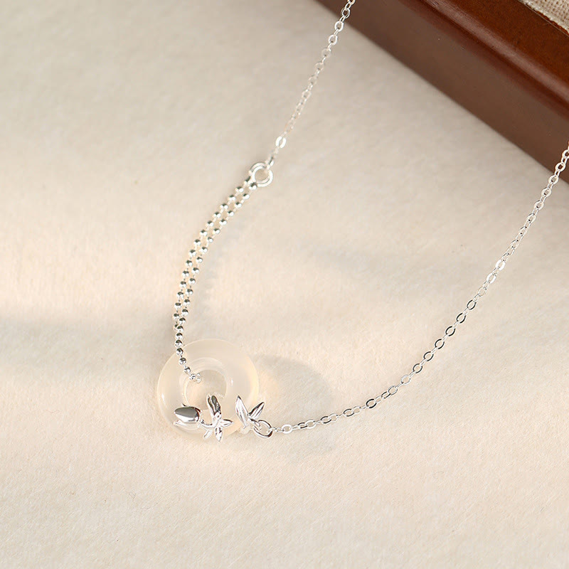 Collana con ciondolo a forma di fibbia della pace con ciondolo a forma di tulipano in argento sterling 925, calcedonio e Buddha Stones - image 2