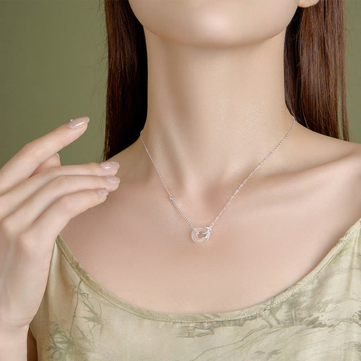 Collana con ciondolo a forma di fibbia della pace con ciondolo a forma di tulipano in argento sterling 925, calcedonio e Buddha Stones - image 3