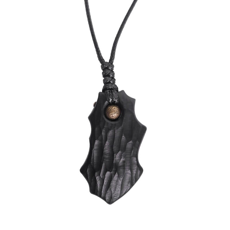 Collana pendente con perline di rame di forma irregolare in legno di ebano Buddha Stones , pace e calma
