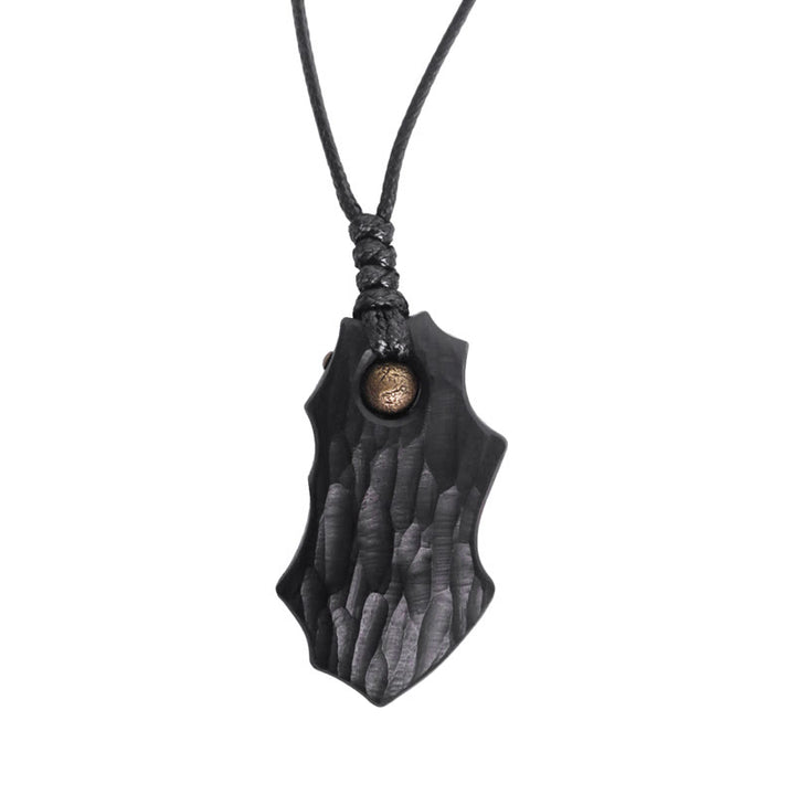 Collana pendente con perline di rame di forma irregolare in legno di ebano Buddha Stones , pace e calma
