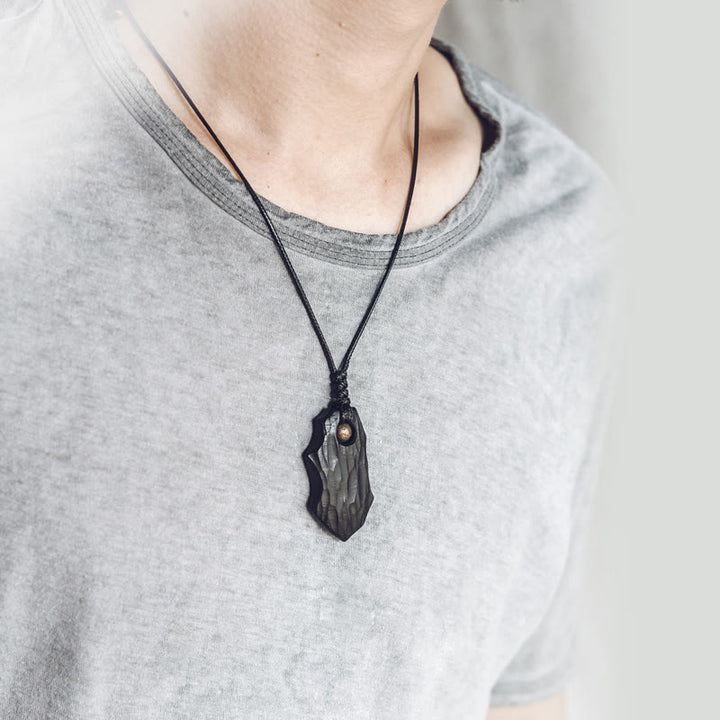 Collana pendente con perline di rame di forma irregolare in legno di ebano Buddha Stones , pace e calma