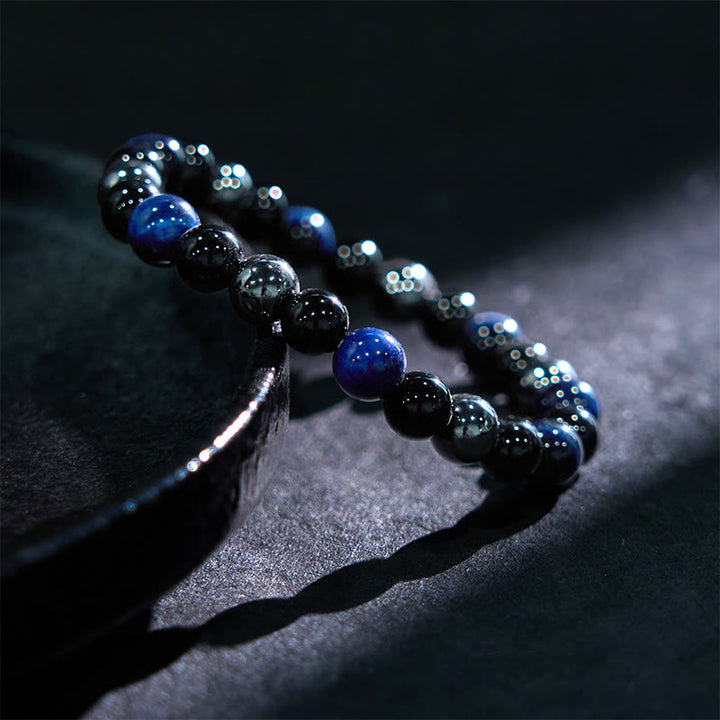 Braccialetto Buddha Stones Naturale Occhio di Tigre Ossidiana Ematite Positivo Potente