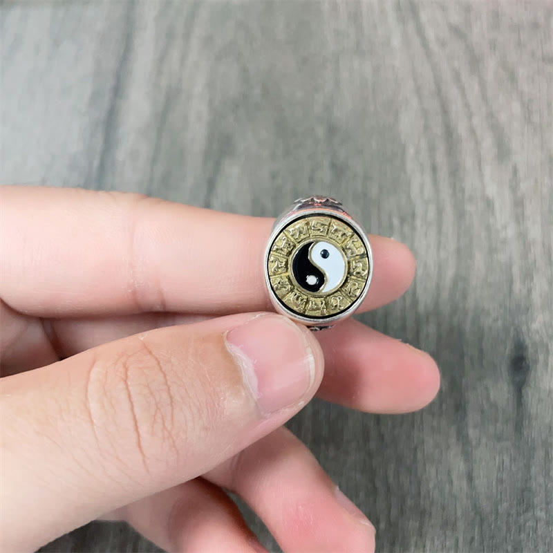 Anello regolabile Buddha Stones Yin Yang Zodiaco cinese Rame Ricchezza