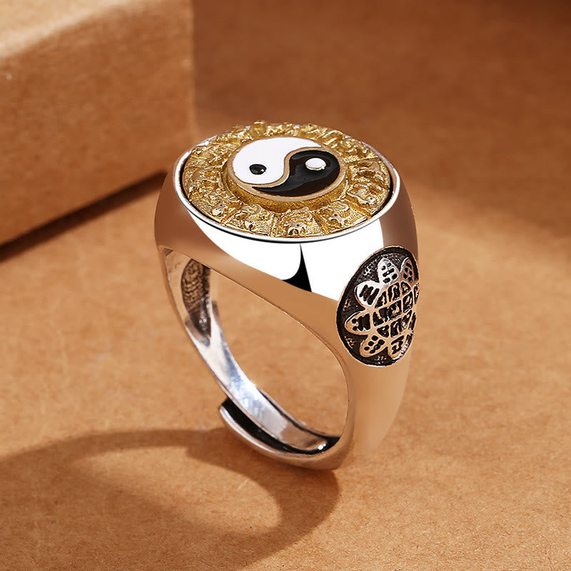 Anello regolabile Buddha Stones Yin Yang Zodiaco cinese Rame Ricchezza