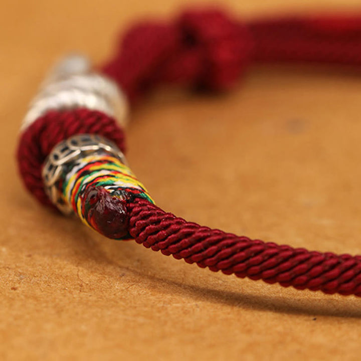 Buddha Stones Anello con moneta dell'anno del serpente in argento sterling 925 con corda rossa Braccialetto portafortuna a forma di serpente - image 3