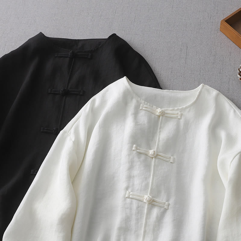 Camicia da donna a maniche lunghe con bottoni e stampa Buddha Stones, tinta unita. - image 10