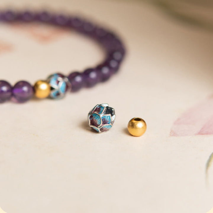 Braccialetto di consapevolezza spirituale Buddha Stones Ametista naturale Lotus