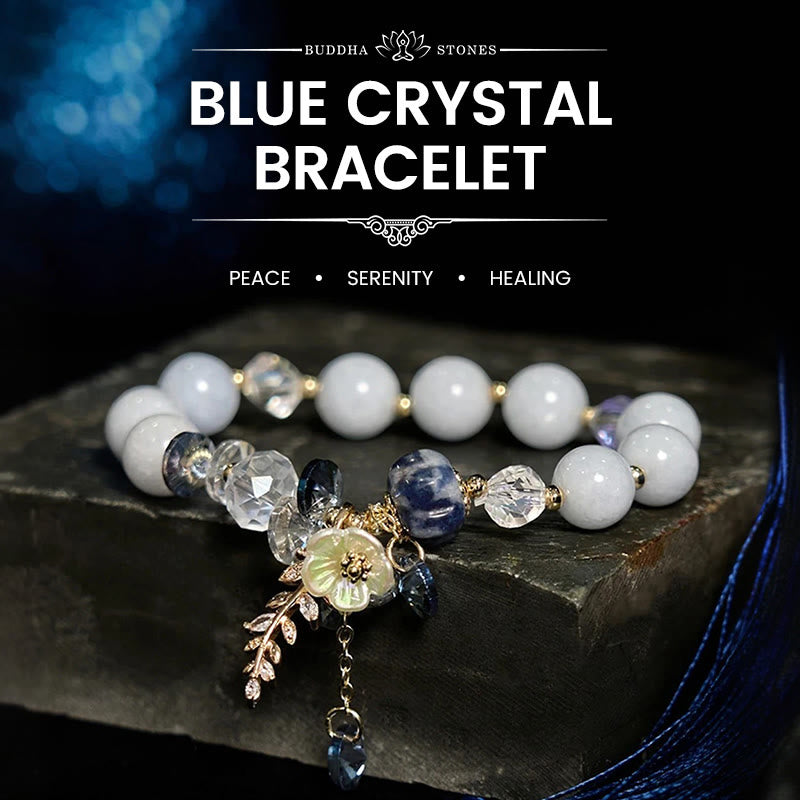 Braccialetto di guarigione Buddha Stones Blue Crystal Ametista Pietra del sole Avventurina verde