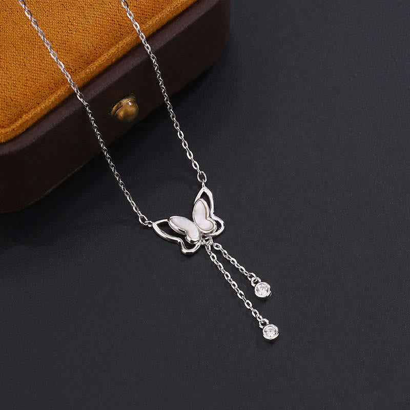 Buddha Stones 999 Sterling Silver Tridacna Pietra Farfalla Calma Collana Pendente - image 2